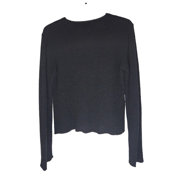 J. Jill Womens Black Boiled Wool Blend Satin Trim Button Front Cardigan Small - Picture 4 of 4